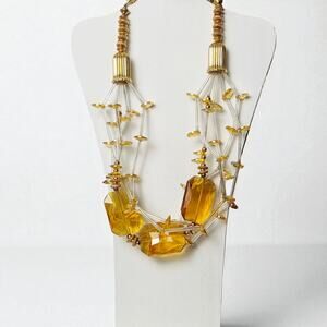 ANTHONY ALEXANDER 5 Strand Statement Amber Topaz Crystal Rhinestone Necklace
